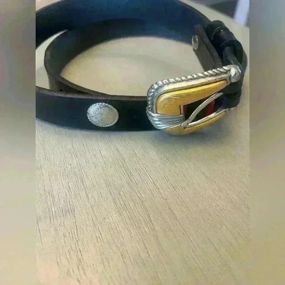 Leather Western Gold and Silver Concho Belt - Picture 1 of 6